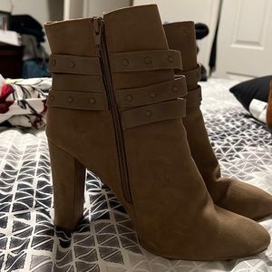 Tan tall heel booties